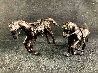 (2) Leather Horses Made in India Lot #1. Up for auction are recent estate finds, a set of (2) 