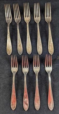 9 Retired Vintage BMF Silverplate Forks. Lot of 9 silver-plated forks by Bergische Metallwaren 