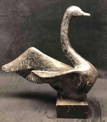 Austin Productions 1971 Swan Sculpture On Black Wooden Base. This lot contains a Austin 