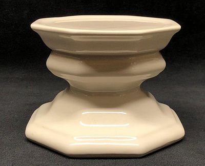 Vintage Cream Ceramic Pillar Candle Holder. It is approx 3-1/2" x 5-1/4" x 5-1/4" and it weighs 