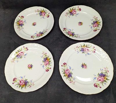 4 Royal Kent RKT6 Floral Pattern Dinner Plates B. 4 Royal Kent RKT6 Floral Pattern Dinner 
