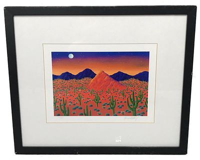 Limited Edition Lithograph, Desert Sunset by Joanne Netting, Signed and Numbered. Limited 