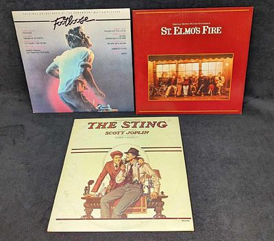 3 LPs St. Elmo's Fire Footloose The Sting Soundtracks. This lot includes: 
(1) Various – 