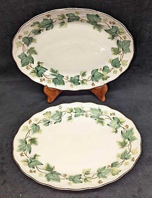 2 Retired Nikko Greenwood 11" Oval Serving Trays. This series was released from the year 1995 
