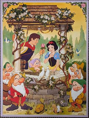Disneys Snow White Seven Dwarfs Movie Poster. Poster from Disney's hit animated classic movie 