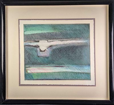 Framed C. Scott Snyder Abstract Watercolor Print Dove 2. Abstract framed watercolor print by C. 