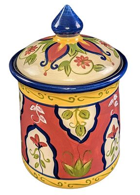 Retired Pier 1 Vallarta Canister & Lid. Retired Pier 1 Vallarta Ceramic Canister &amp; Lid. This 