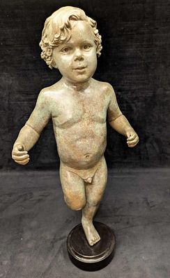 Myra Weisgold Bronze 26" Dancing Nude Boy Statue R72. This is approx 10 1/2" x 8" x 26" and it 