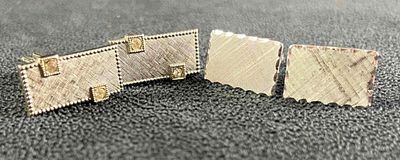 Two Silver Plated Cufflink Sets Pictured are two sets of silver-plated cufflinks. Both pairs of 