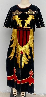 Medieval Times Used Black, Red, and Gold Tabard Black and red velvet tabard with gold 