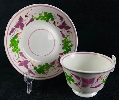 Antique Pink Lustreware Cup & Saucer. Antique Sunderland Pink Lustreware Cup &amp; Saucer Pink 