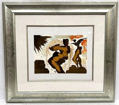 Salvador Dali - Biblia Sacra "I give Up My Body...". This original color lithograph by Salvador 