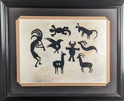 Framed Petroglyph II By Whitefeather Native American Print. The print is signed by the artist 