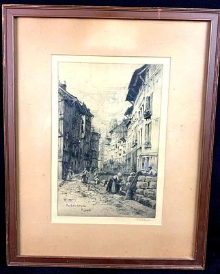 Limited Edition Artist Proof Lithograph Etching "Rue Eau De Robec Rouen. " Artist C. Hayes 