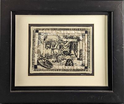JB Framed Vintage Cloth Collage. Here is a collage made up of different vintage handkerchiefs 