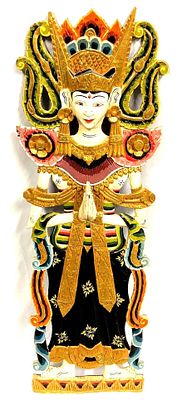 Hindu Goddess Hand Carved & Painted 3-D Art. Balinese Indonesian Hindu Goddess Hand Carved and 