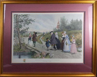 Sunday Morning In Sleepy Hollow Jennie Brownscombe. Framed Sunday Morning In Sleepy Hollow Print 