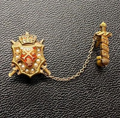 Antique 10k Gold Demolay Masonic Youth Pin. This piece of jewelry has been tested and researched 