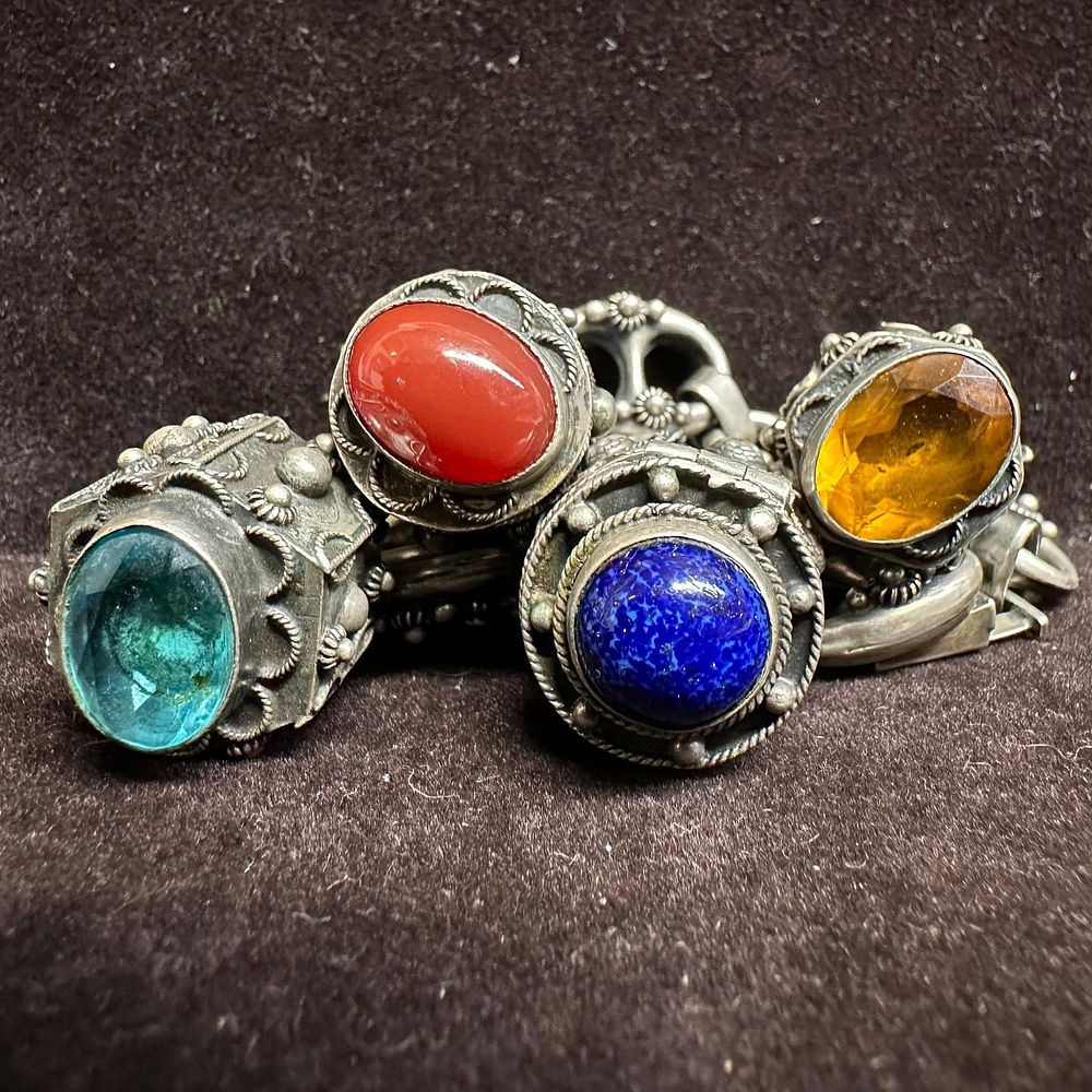 Lot 281: Etruscan Revival Style 800 Silver Ornate Fob Charm Bracelet L81