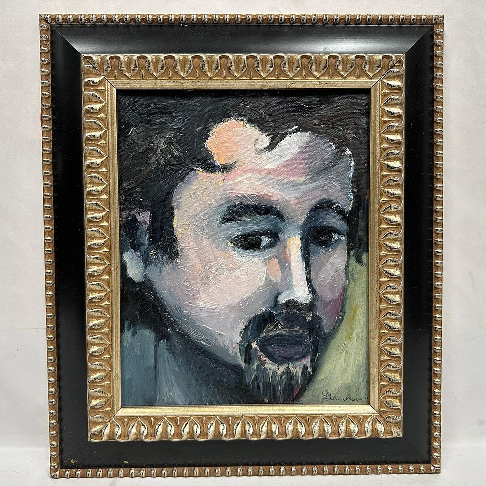 Lot 285: Original Oil on Canvas Portrait of a Bearded Man Signed and Framed