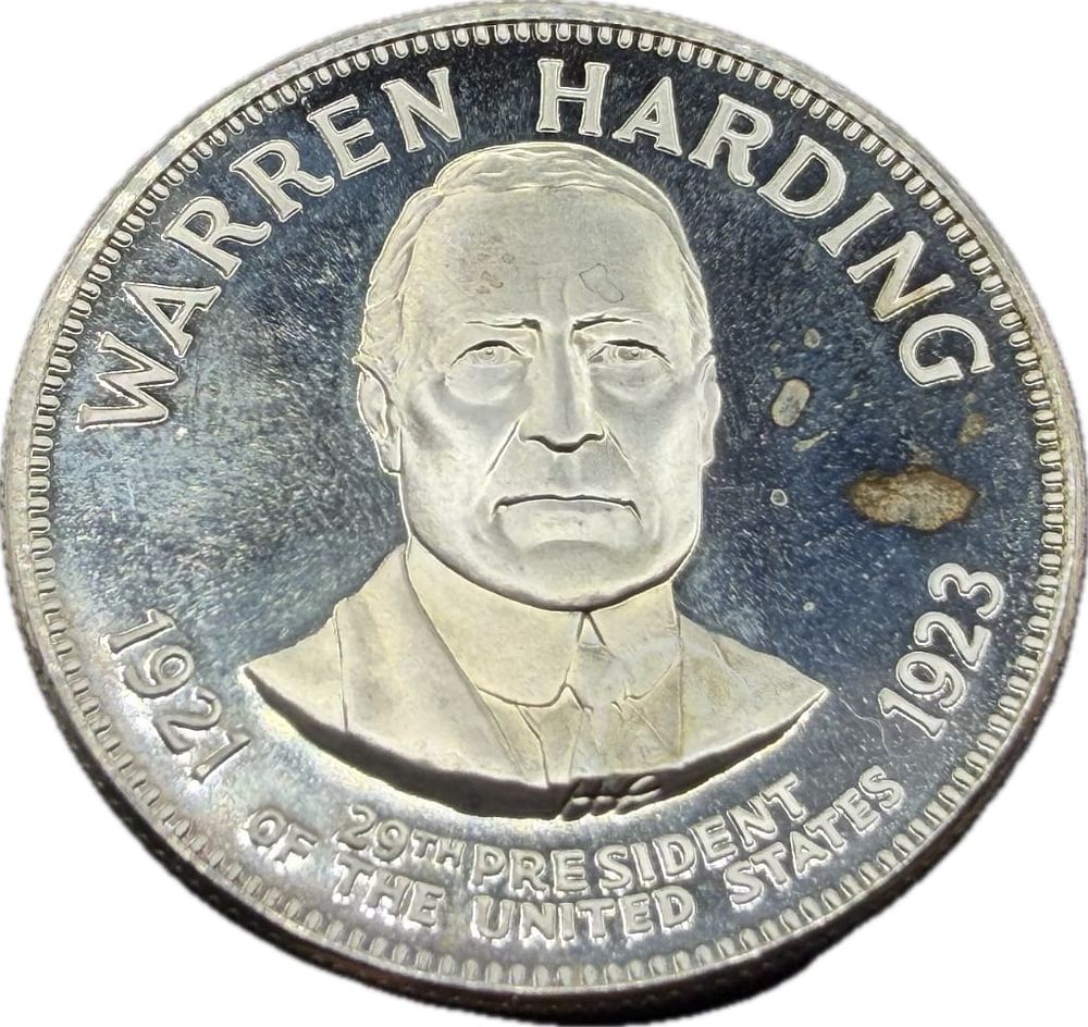 Lot 287: Warren G Harding Sterling Silver Presidential Coin