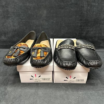Isaac Mizrahi Women’s Loafer Lot Two Pairs Black Leather Size 9.5M. Set of two pairs of Isaac 