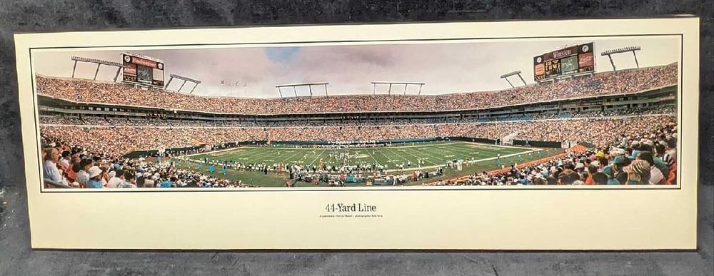Lot 151: Robert Arra 44-Yard Line Miami Dolphins Stadium Print On Wood