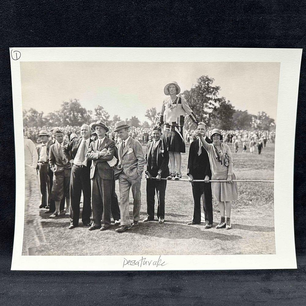 Lot 162: Golf Tournament Crowd Photograph Print Spectators on the Fence Black and White C