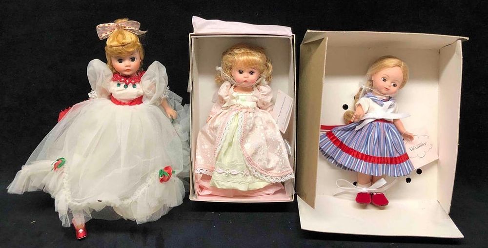 Lot 194: 3 Madame Alexander Dolls Holly, The Frog Princess, & Little Sailor Girl