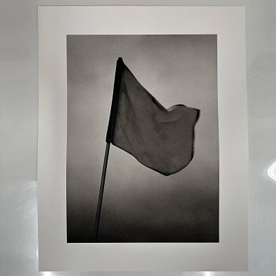 Golf Flag Michael Faye Embossed Black and White Fine Art Photograph Print. Black and white fine 