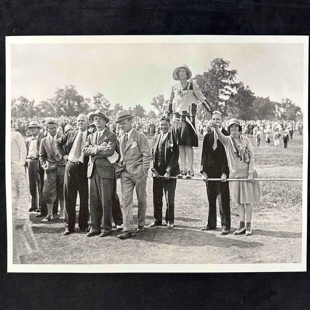 Lot 196: Golf Tournament Crowd Photograph Print Spectators on the Fence Black and White 14" x 11" B