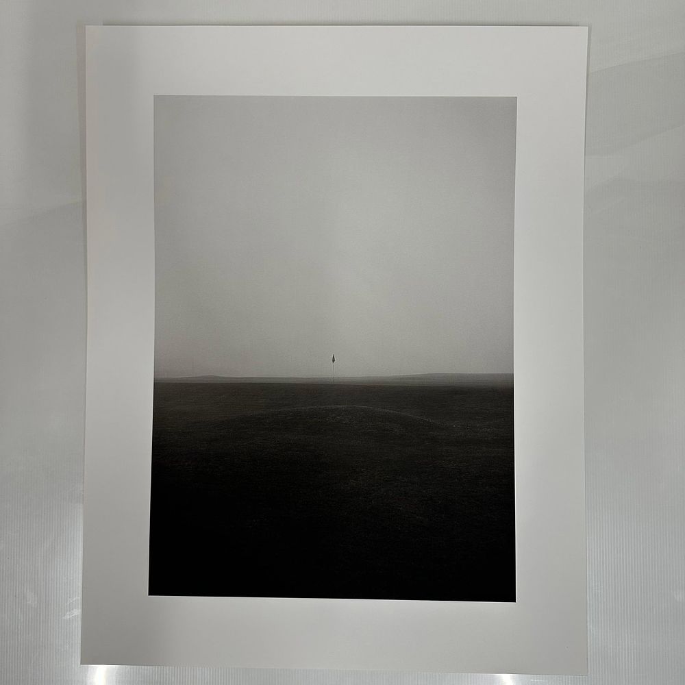 Lot 198: Black and White Minimalist Golf Course Photography Print Foggy Fairway Scene #3
