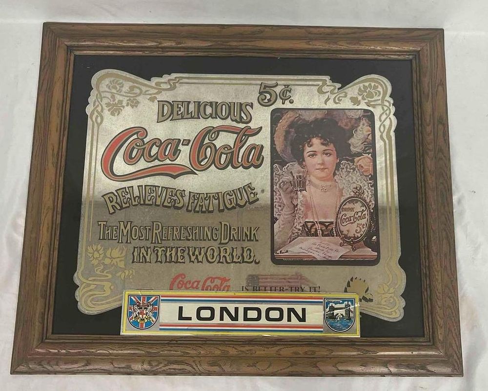 Lot 220: Vintage Coca-Cola Advertising Mirror Relieves Fatigue