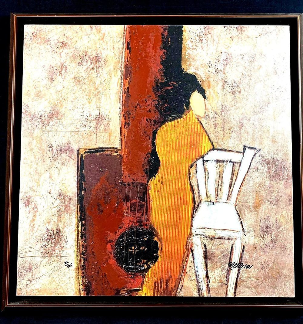 Lot 240: Canvas Print Woman With White Chair