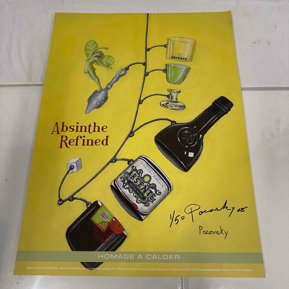 Lot 242: Absinthe Refined Ad Poster Homage A Calder by John Pacovsky Hand Signed and Numbered Set Lot of 46