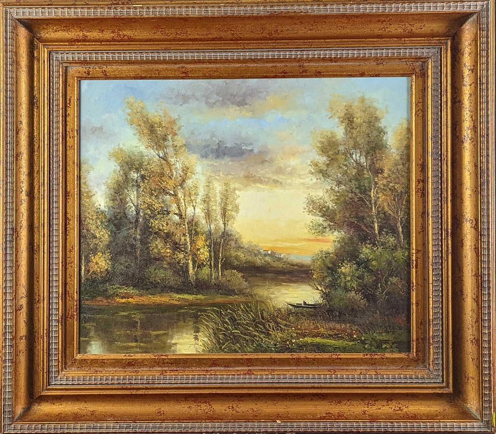 Lot 249: Vintage Framed Original Acrylic On Canvas