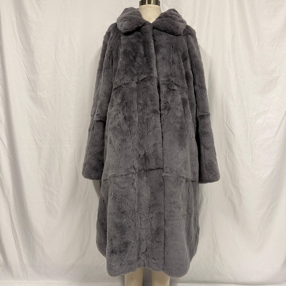 Lot 309: Gray Rabbit Fur Coat Full Length Long
