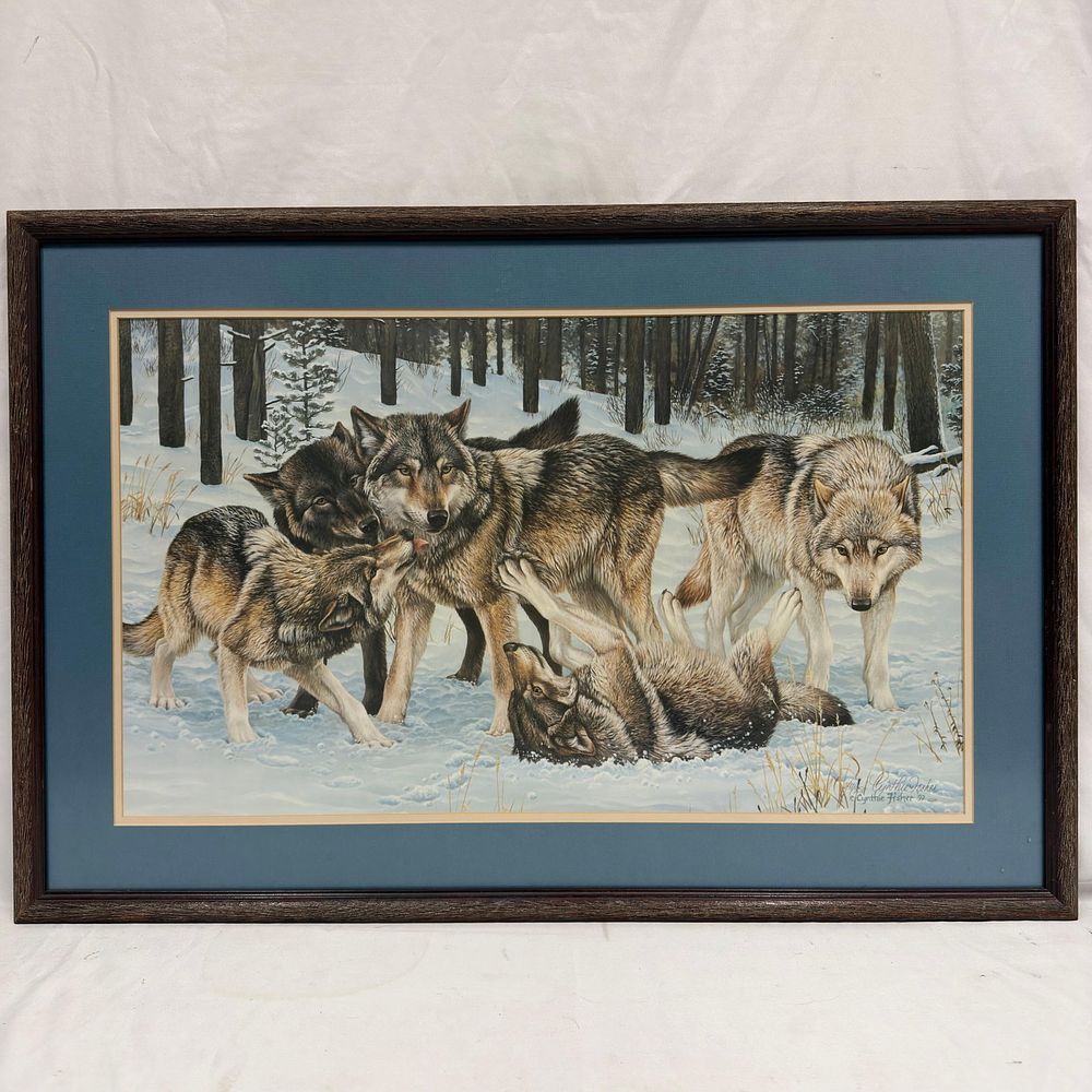 Lot 316: Cynthie Fisher Signed and Numbered Wolf Print Dated 92