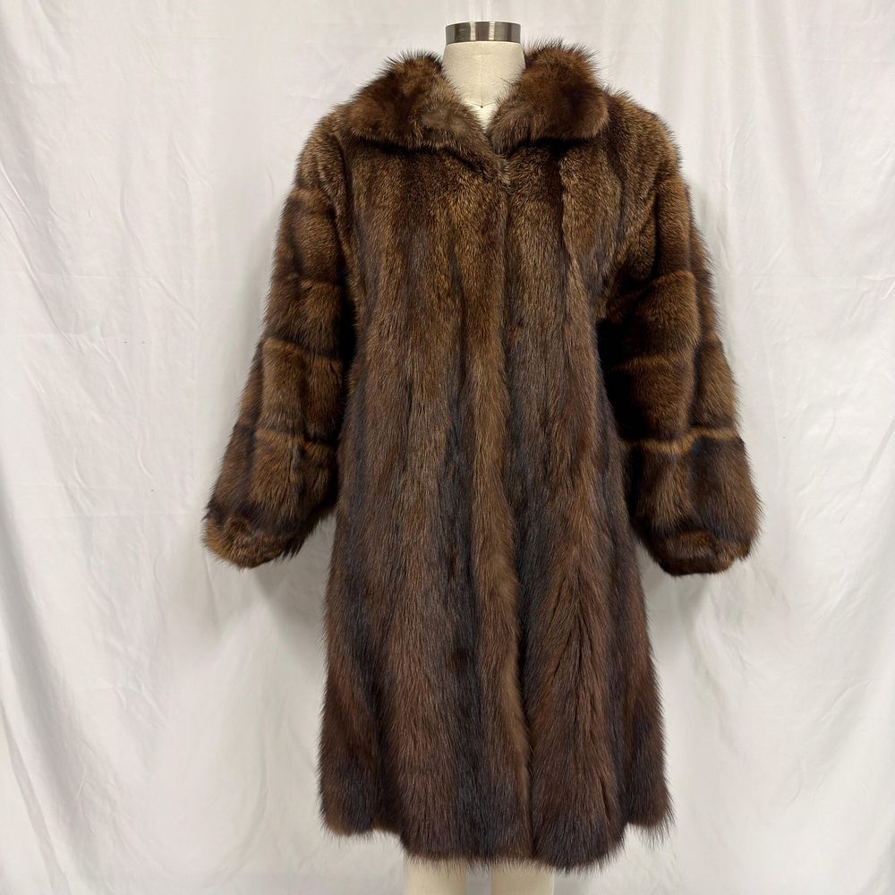Lot 318: Raccoon Fur Coat Shawl Collar Style