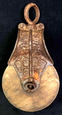 Large Antique Cast Iron and Wood Barn Pulley. This lot contains a large antique cast iron &amp; 