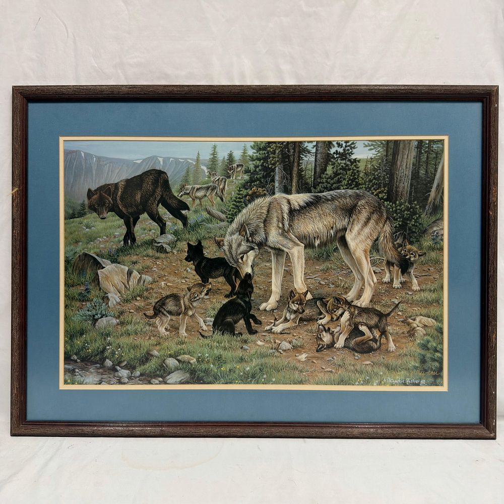 Lot 362: Cynthie Fisher Gold Ink Signed and Numbered Wolf Print 302 of 950