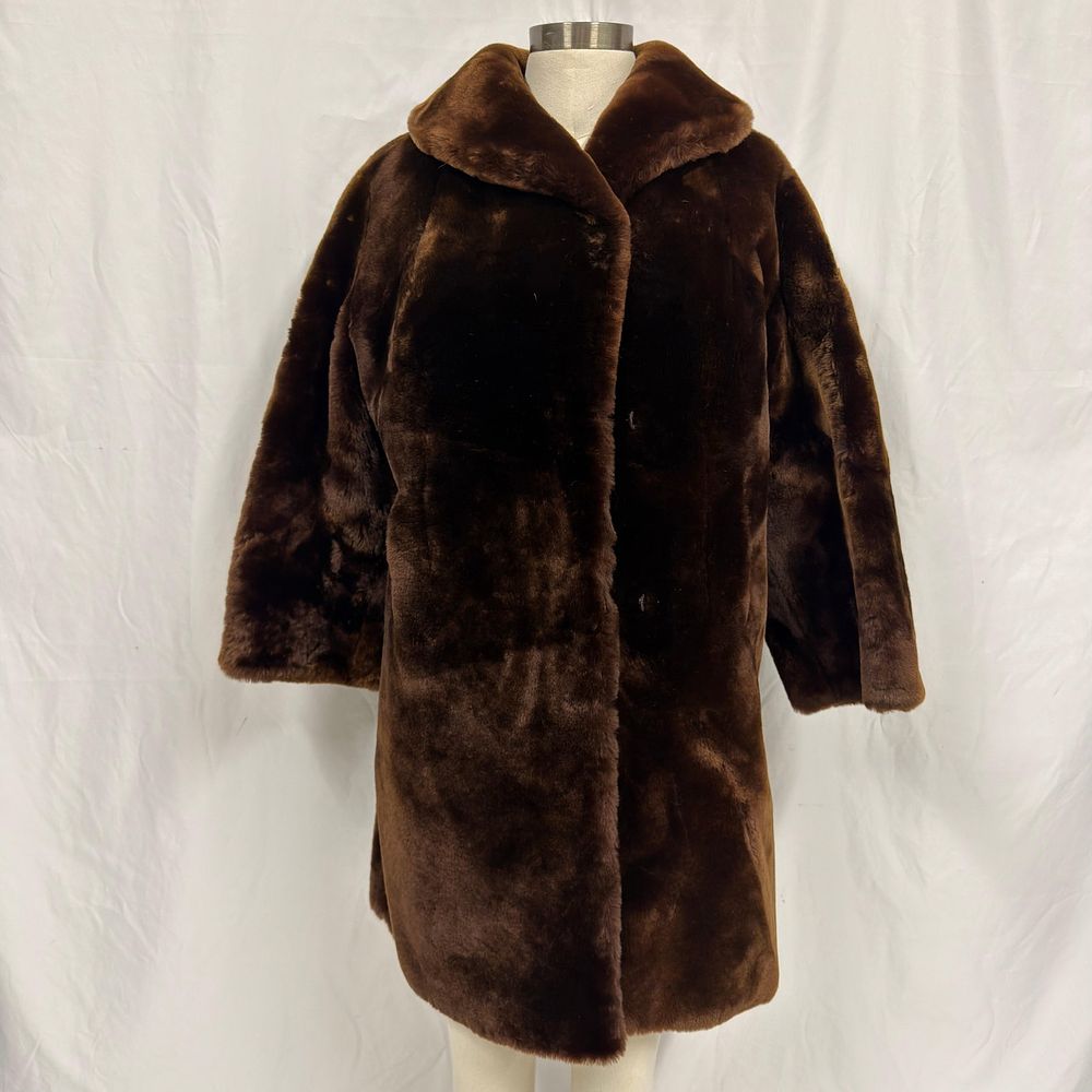 Lot 363: Duplers Furs Brown Faux Fur Coat with Shawl Collar Style