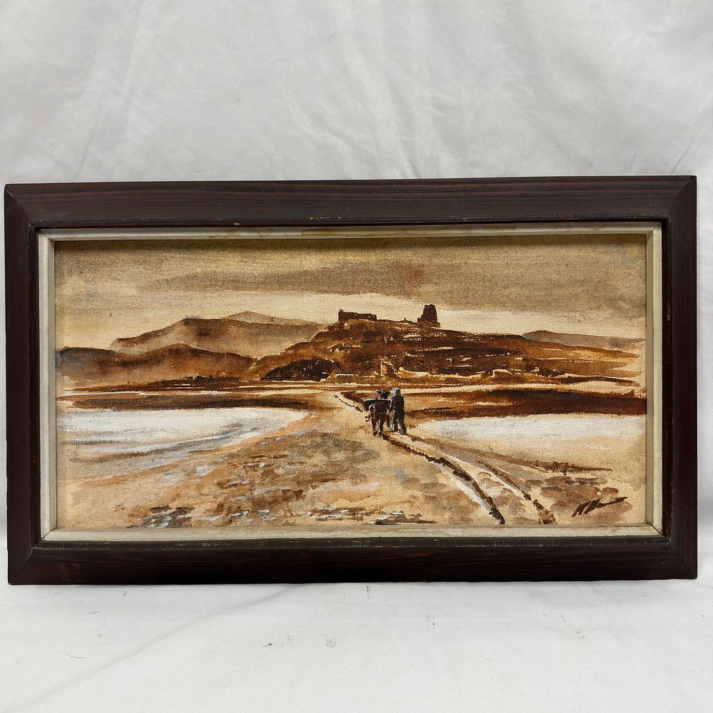 Lot 375: Brown Tones Rocky Headland Foreground Landscape Artwork