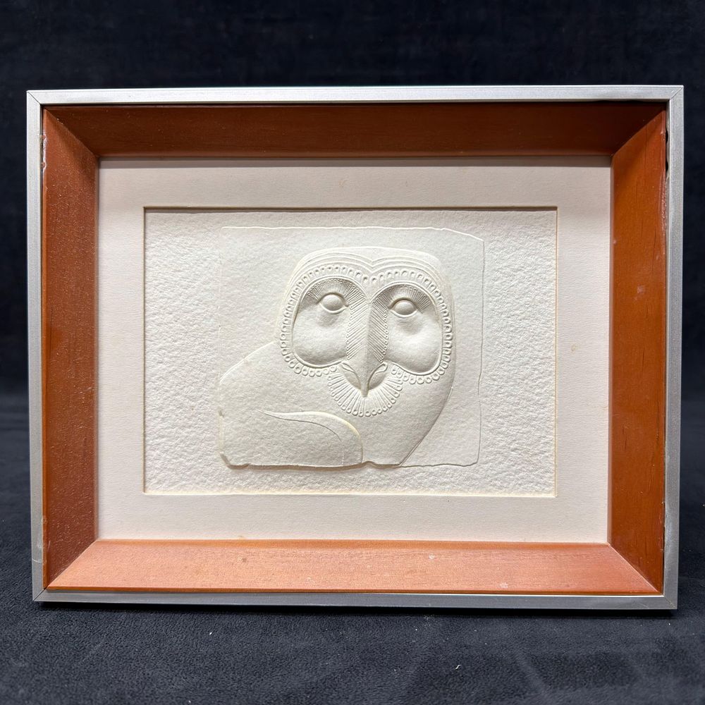 Lot 376: Framed Embossed Barn Owl Relief Paper Artwork