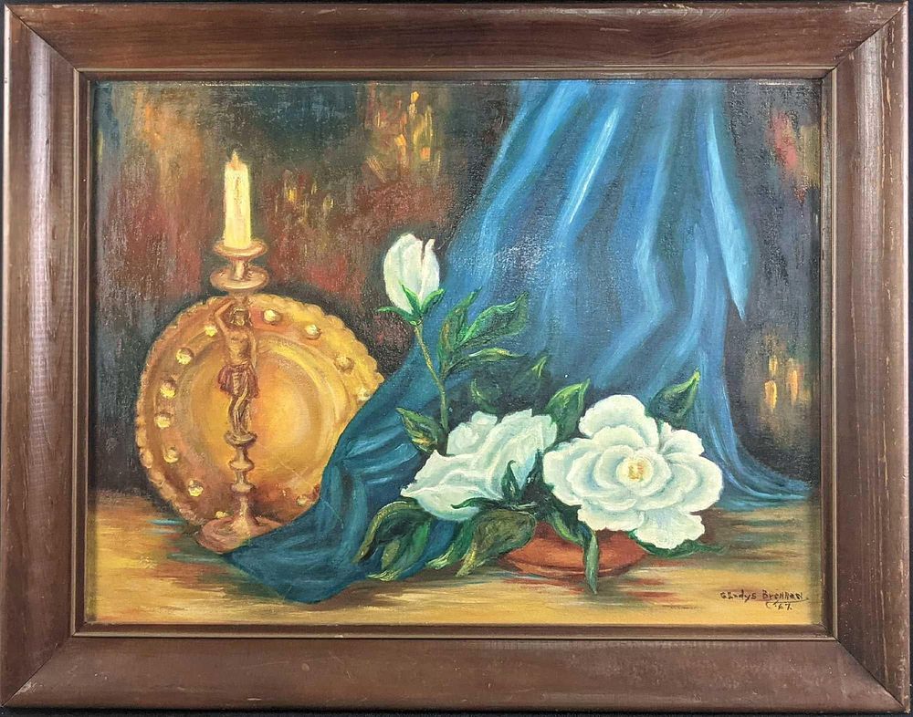 Lot 402: Framed Vintage Original Oil On Panel Gladys Brennan