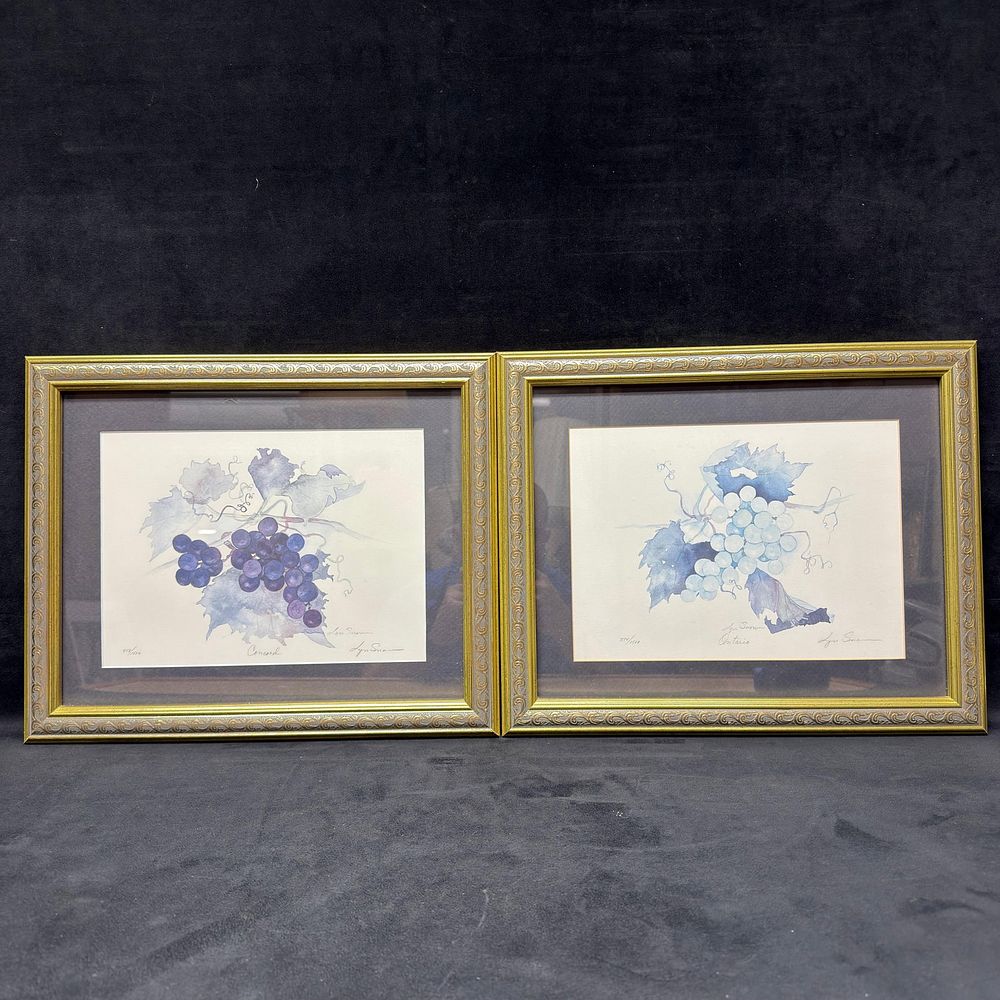 Lot 470: Pair of Lyn Snow Signed Numbered Botanical Grape Framed Prints