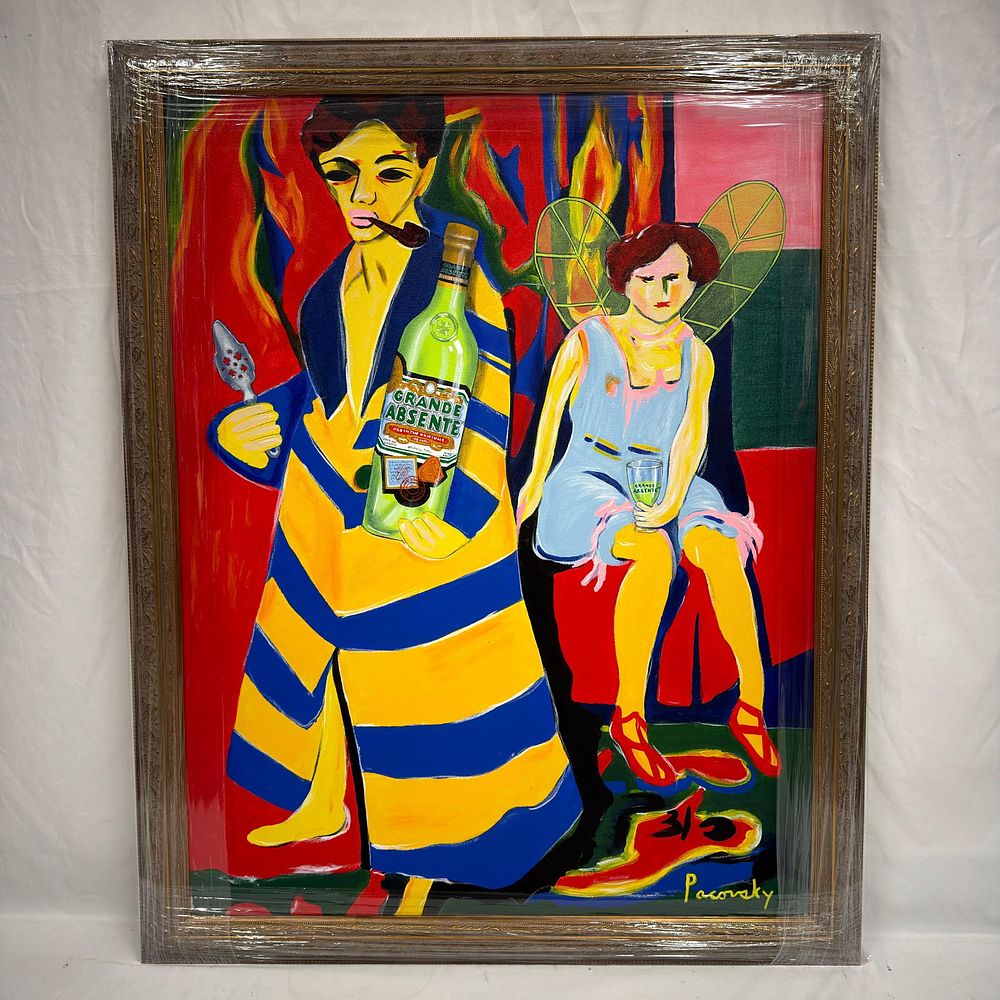 Lot 478: Signed Pacovsky Original Acrylic on Canvas Absente Absinthe After Ernst Ludwig Kirchner