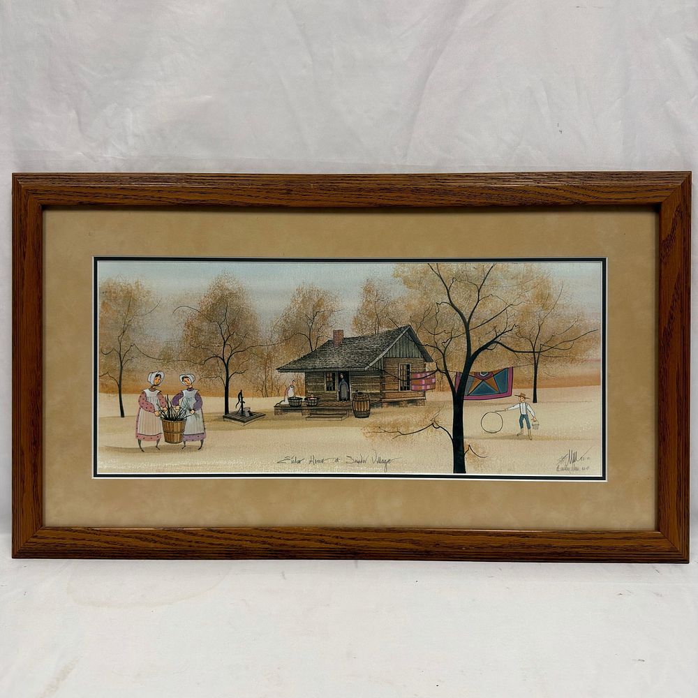 Lot 497: P. Buckley Moss Eicher Home Sauder Village Signed and Numbered Framed Print