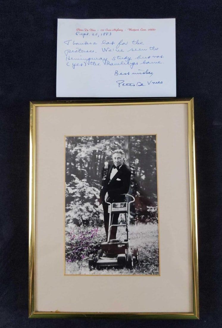 Lot 114: Peter De Vries Autographed Framed Photo And Note