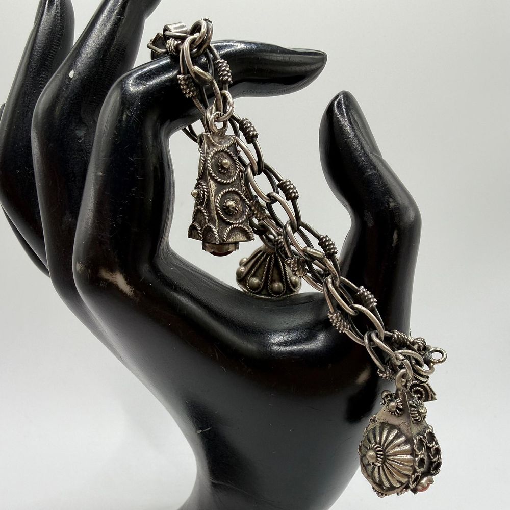 Lot 146: Silverwork Chain Ornate Fob Charm 800 Silver Bracelet ER49